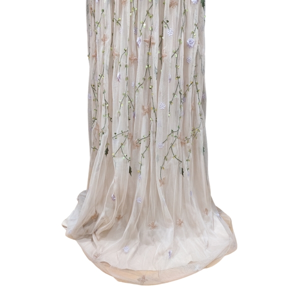 ASOS DESIGN pretty embroidered floral and sequin mesh maxi dress Size 12 - Picture 10 of 14